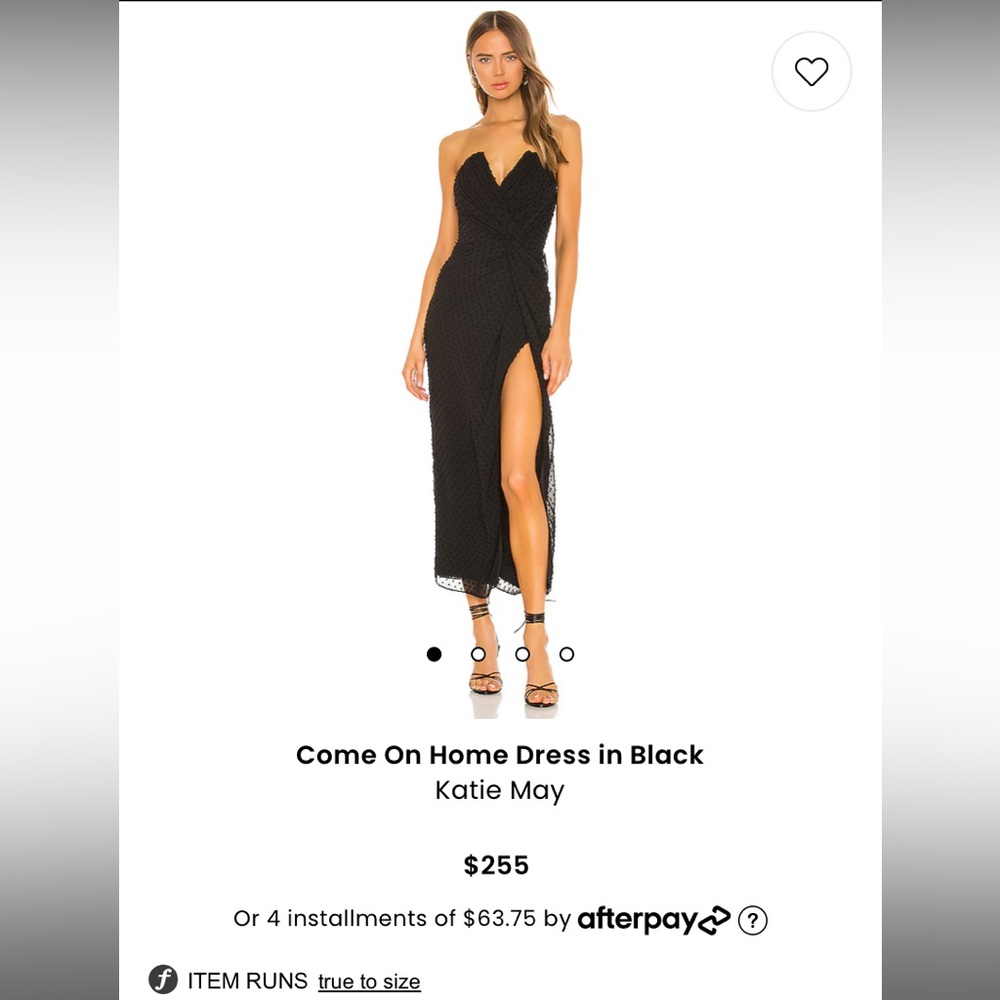 Katie May Come On Home Dress Black Strapless Lace Midi Slit Small